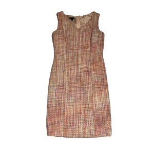 Talbots Tweed Sheath Pencil Dress 6 Petite Pink Sleeveless Preppy Career Office
